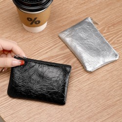 Mini Korean-Style High-Quality PU Coin Purse, Waterproof, Cracked Texture, Fashionable and Portable, Coin Storage, and Coin Purse
