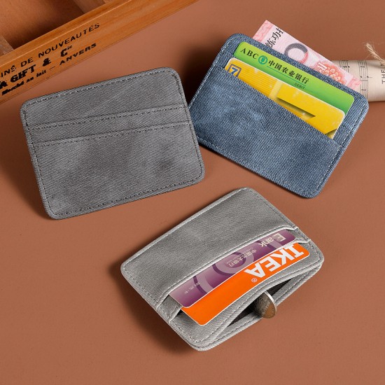 Women's canvas card holder, ultra-thin, compact ID bag, multi-functional driver's license leather case, multiple card slots, ID card holder, wallet