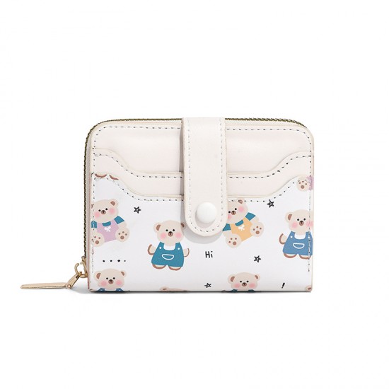 New women's wallet: cute dinosaur print, short, anti-demagnetization, multiple card slots, large-capacity, premium wallet