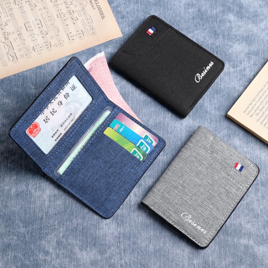 Slim canvas short wallet, simple driver's license and card holder, student-friendly, slim wallet.