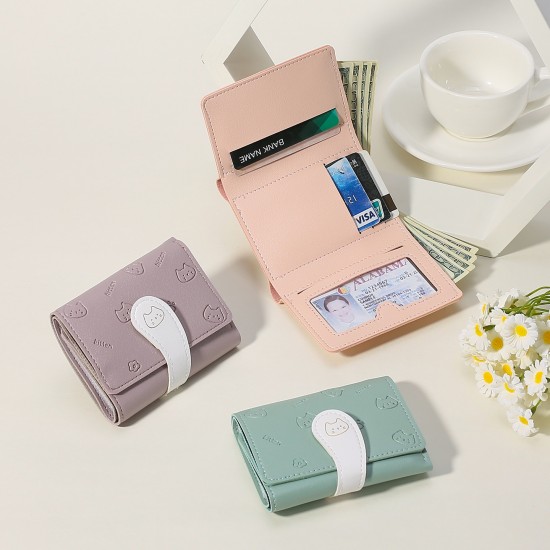Cute cartoon cat short tri-fold wallet for women, new style, fresh, multiple card slots, niche student coin purse Bags and Card Holders