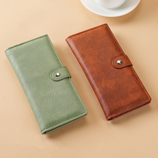 Cross-border luxury long bi-fold women's wallet, simple zippered, multi-slot coin wallet for foreign trade