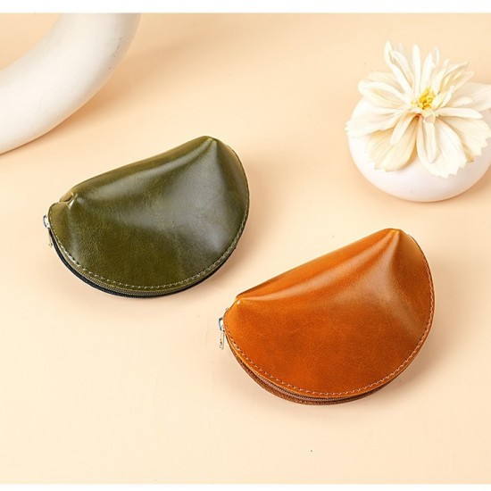 Korean-style creative waxed leather mini coin purse for men and women, earphone storage bag, multi-function coin purse.