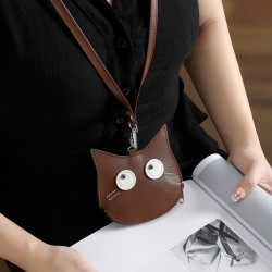2024 new simple Jurchen soft leather neck coin purse, luxury cartoon mini card holder, cute storage bag trendy