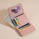 New women's short coin purse, PU leather, cute umbrella print, tri-fold snap closure wallet, multi-slot card holder