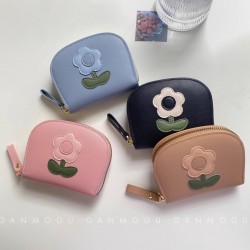 Japanese-style cartoon flower accordion card holder for women, cute, small, portable, hand-held coin purse with multiple card slots