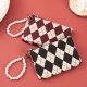 Foreign trade, high-quality retro diamond-embroidered square coin purse, short, compact, portable, and light-weight card holder