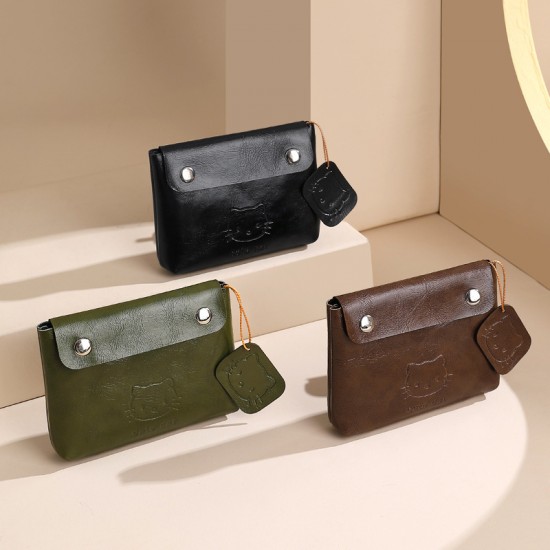 New Women's Coin Purse, New Thin Short Wallet, Solid Color PU Coin Bag, Mini Zipper Card Holder and Coin Bag
