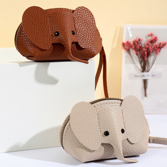 Women's Bag Charm, Creative Card Holder, Personalized Elephant Zippered Small Wallet with Multiple Card Slots for ID and Card Holder