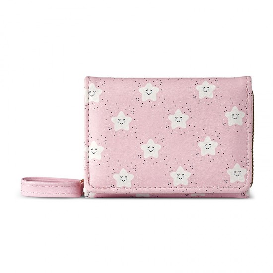 Cross-border fashion Korean-style short women's wallet, wholesale, cute and simple PU floral print, student coin and card holder