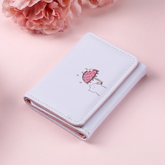 New solid color tri-fold wallet for women, luxurious look, cute short ins style women's coin purse wholesale