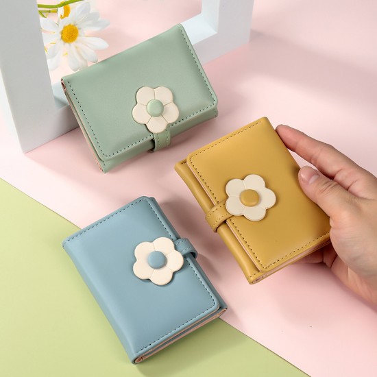 2024 wallet gift, women's short, cute, small flower-themed, Korean-style, influencer-inspired coin purse, dropshipping available.