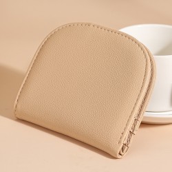 New semi-circular mini women's wallet, cute, simple, small, solid color, versatile short coin purse