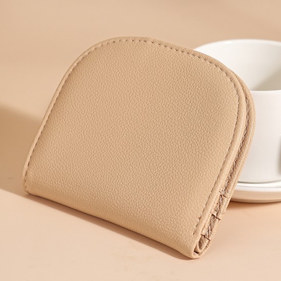 New semi-circular mini women's wallet, cute, simple, small, solid color, versatile short coin purse