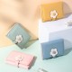 New Korean-style fashion and simple short tri-fold wallet for women Trendy PU wallet with multiple card slots and cute floral designs.