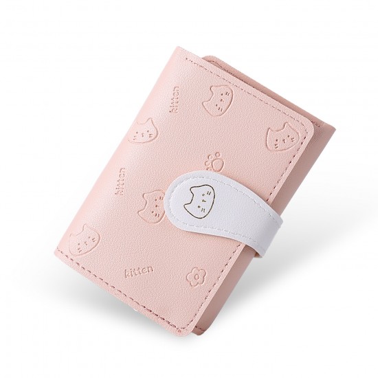 Cute cartoon cat short tri-fold wallet for women, new style, fresh, multiple card slots, niche student coin purse Bags and Card Holders