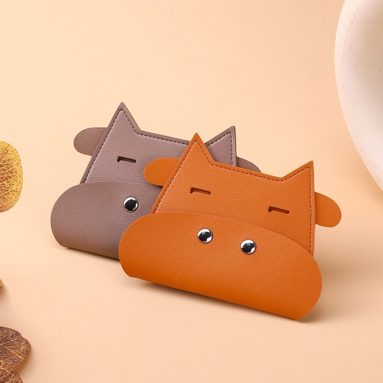 Japanese Creative Leather Thin Silver Coin Bag Cute cartoon cow card holder, compact coin purse for women.