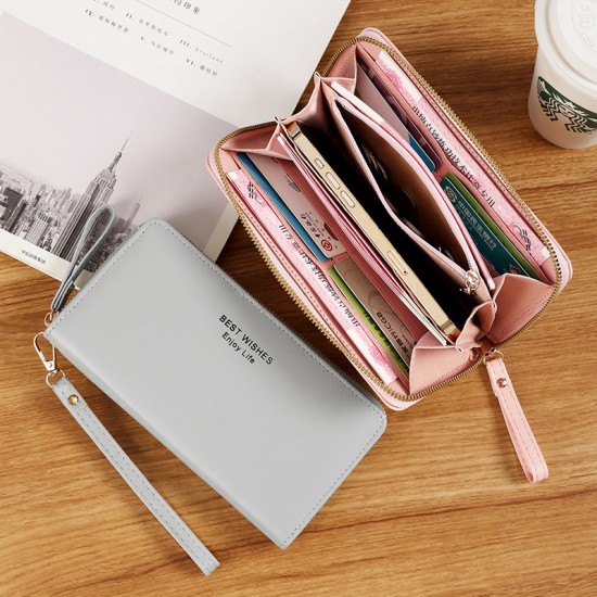 New Korean-style women's long wallet, light luxury business wallet, fashionable and versatile, multi-card slot zippered wallet wholesale.