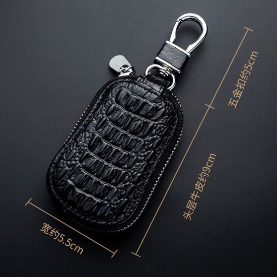 Top-grain cowhide backpack, universal car key holder, men's multi-function genuine leather crocodile head hook, remote control storage
