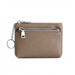 New genuine soft leathewomen's coin purse, top-grain soft leather, exquisite high-end double zipper, large-capacity key pouch