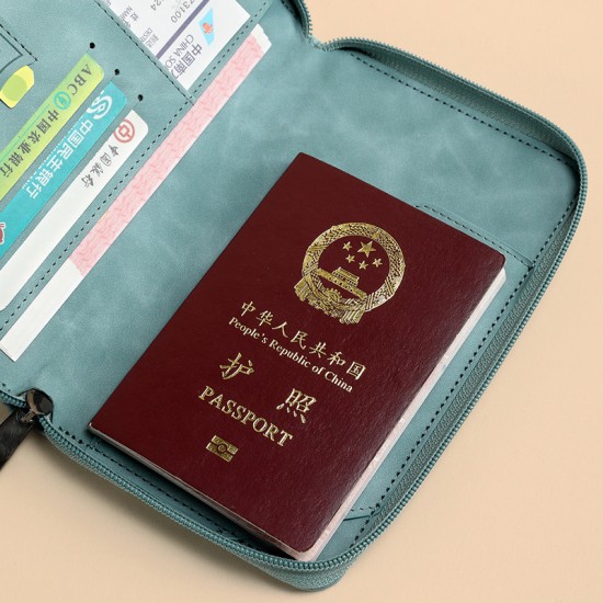 2024 new cross-border RFID anti-magnetic passport holder, short zippered travel passport bag, multi-functional ID storage bag