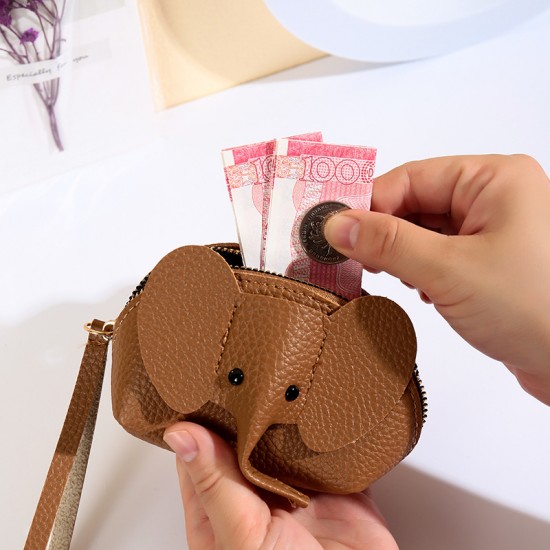 Women's Bag Charm, Creative Card Holder, Personalized Elephant Zippered Small Wallet with Multiple Card Slots for ID and Card Holder