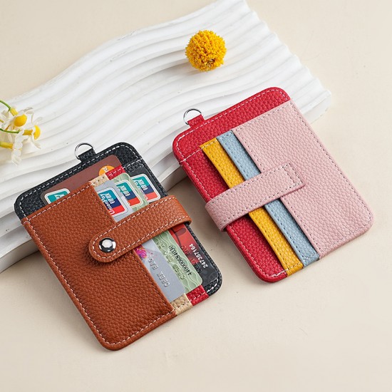 Ultra-thin soft leather card holder for women, compact card holder with cute card slots, large capacity for credit cards and ID cards for men