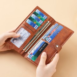 luxury long bi-fold women's wallet, simple zippered, multi-slot coin wallet fo