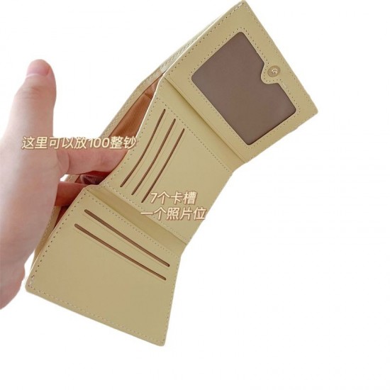 Sea salt blue plaid wallet, new, minimalist, Instagram-style, Korean-style, multifunctional student wallet, coin and card holder