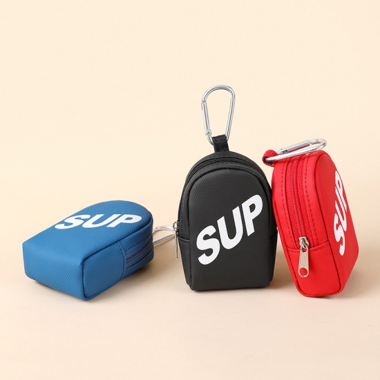 New Trendy Small Square Bag with Lettered Key Holder for Men and Women, Small Bag for Children, Multi-functional Earphone and Coin Storage