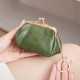 Cross-border retro clip coin purse, 2024 new compact, portable key holder, solid color PU, versatile coin storage bag