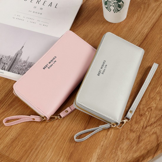 New Korean-style women's long wallet, light luxury business wallet, fashionable and versatile, multi-card slot zippered wallet wholesale.