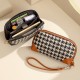 Houndstooth Wrist-Type Waterproof Coin Purse Large-capacity canvas clutch with phone storage, elegant women's wallet