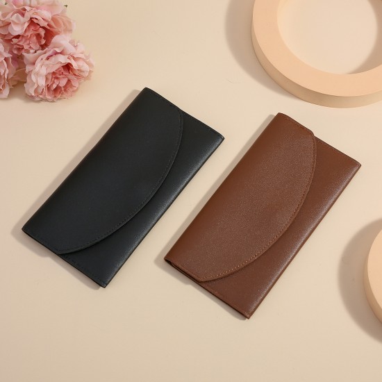 Genuine Soft Leather Japanese Wallet, Women's Tri-fold Credit Card Holder, Folding Card Holder, Litchi-grain Cowhide Zipper Coin Purse for Women