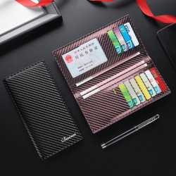 Lightweight men's long carbon fibewallet, vintage three-in-one anti-magnetic, multi-slot card holdeID Holder