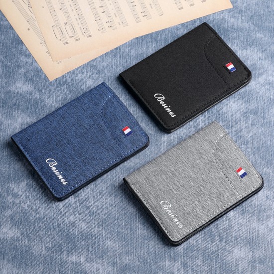Slim canvas short wallet, simple driver's license and card holder, student-friendly, slim wallet.