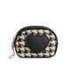 Houndstooth pattern heart-shaped compact coin purse for women, niche design, exquisite high-end coin and lipstick storage, small wallet and card holder