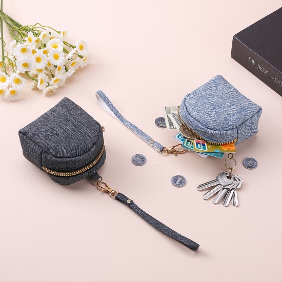 Cross-border Key Holder, Mini Coin Purse, Headphone Storage Bag, Couple's Keychain, School Bag Charm, Denim Handbag