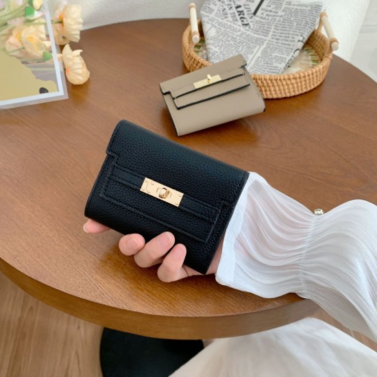 Women's wallet, small wallet, luxury style, ins Small folding wallet, short clutch, cross-border wallet