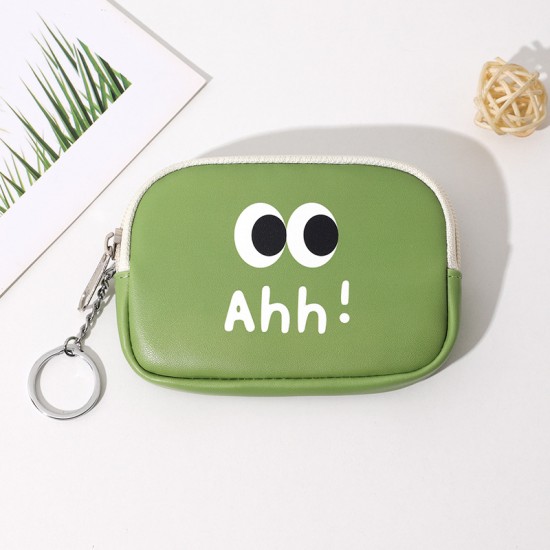 Cute Korean-style zippered hard coin purse. PU coin and earphone bag, student coin storage, small pendant bag