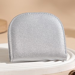New semi-circulamini women's wallet, cute, simple, small, solid color, versatile short coin purse