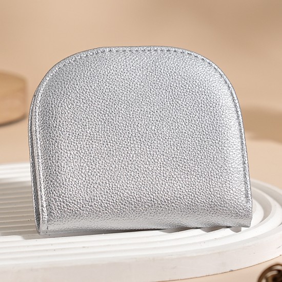 New semi-circular mini women's wallet, cute, simple, small, solid color, versatile short coin purse