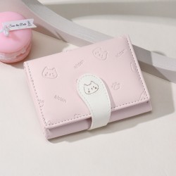 niche cartoon cute cat wallet, new style, fresh, tri-fold, multi-slot card holder